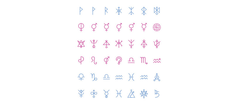 A collection of various mathematical symbols and scientific notation characters arranged on a white background