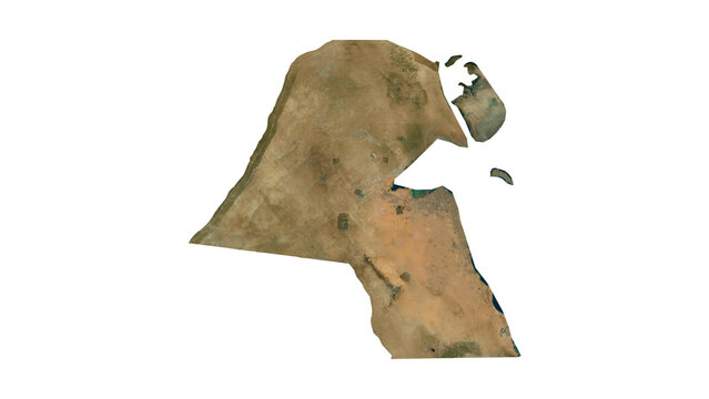 KUWAIT Geological Map with Hillshade Relief, High Resolution Terrain PNG