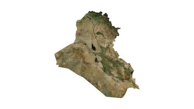 IRAQ Geological Map with Hillshade Relief, High Resolution Terrain PNG