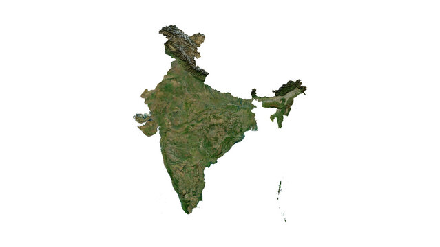 INDIA Geological Map with Hillshade Relief, High Resolution Terrain PNG