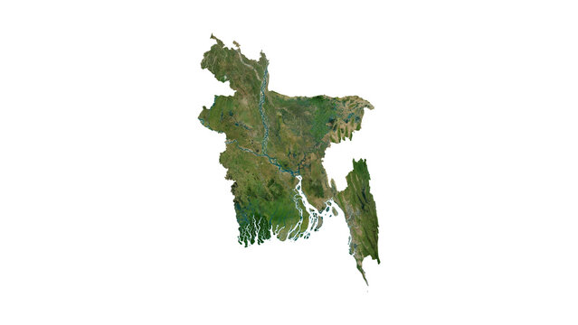 BANGLADESH Geological Map with Hillshade Relief, High Resolution Terrain PNG