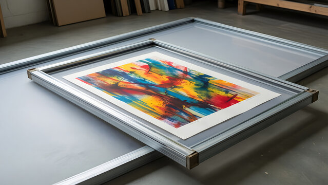 Multicolor screen print with aligned abstract layers