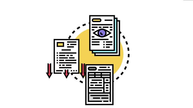 Official documents requiring notarization workflow, featuring forms, seals, and an eye icon symbolizing verification, ensuring authenticity and legal compliance