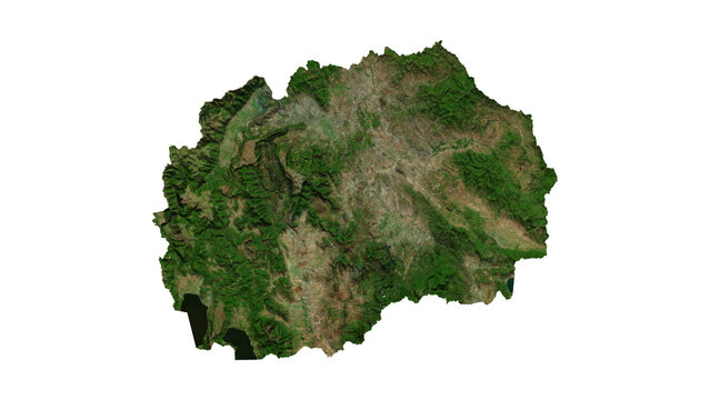 North Macedonia Geological Map with Hillshade Relief, High Resolution Terrain PNG