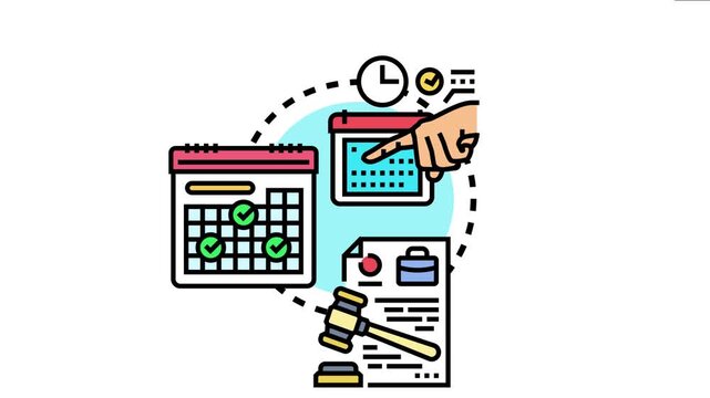 Person is managing a notarized agreement schedule, organizing tasks, and checking off completed items on a calendar to ensure a successful legal document application and certification
