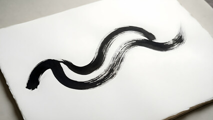 Fototapeta premium Brush pen drawing of abstract rhythmic curves
