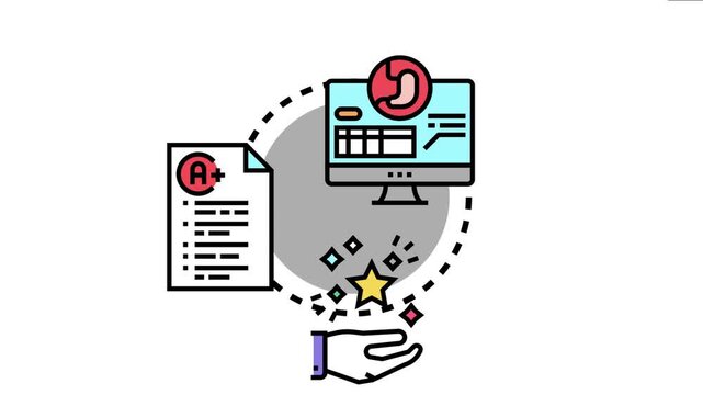 Medical report displaying an excellent grade and successful health data on a computer screen, symbolizing outstanding achievement and positive outcomes