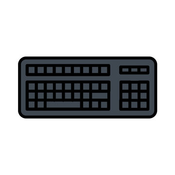 Computer keyboard icon for typing and data entry with computer peripheral office equipment keyboard keys typing device computer component input as PNG cutout