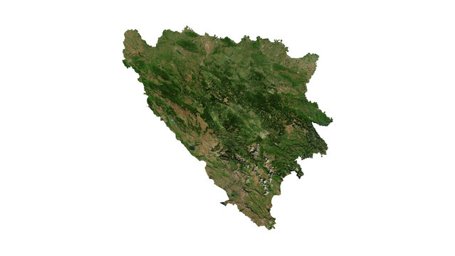 Bosnia and Herzegovina Geological Map with Hillshade Relief, High Resolution Terrain PNG