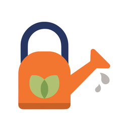 Orange watering can with leaves and water drops © ari