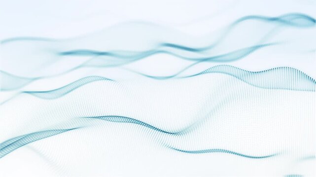Soft teal dotted waves on white create a clean, layered abstract background with gentle depth of field for corporate presentations and modern titles. Loop.