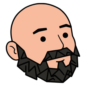 bald man head profile face avatar flat color vector illustration template design