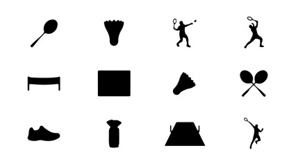 Fototapeta premium Black and white icons of sports equipment