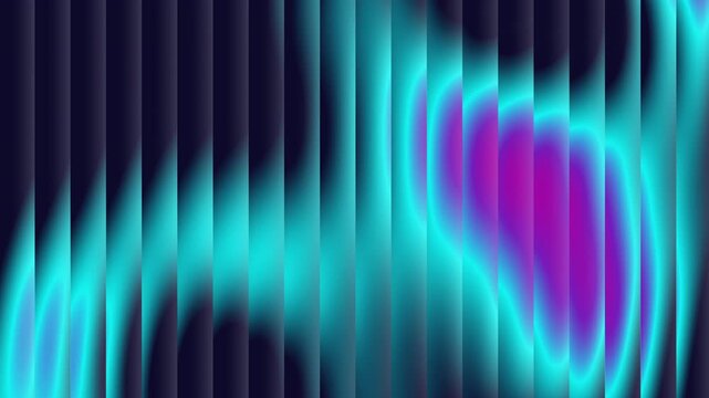 Cyan and purple gradient shapes behind fluted glass-like panels, with dark space at upper left for titles. Modern abstract presentation background, seamless loop.