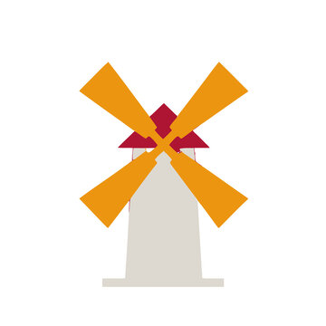 Stylized windmill illustration with orange blades
