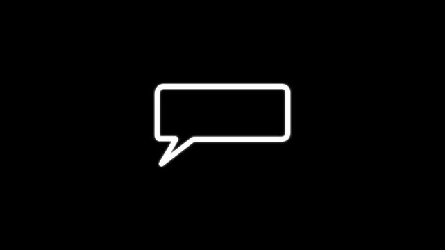 Minimalist white speech bubble animation on black background, for social media, messaging and communication ui
