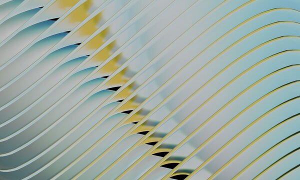 Pale Aqua 3D Waves with Golden Edges
