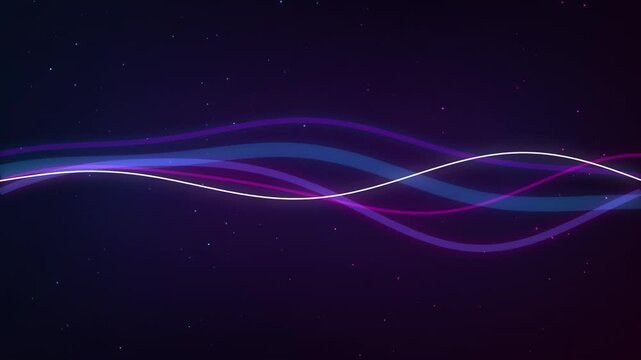 Abstract Light Waves Design, Vibrant Purple and Blue Lines, Dynamic Flowing Curves