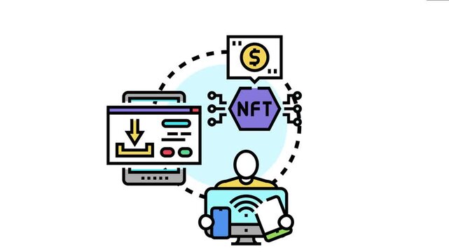 Non fungible token media publishing on digital platforms, creating and distributing valuable crypto art as unique digital assets