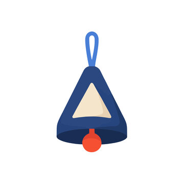 Blue triangular bell with red clapper