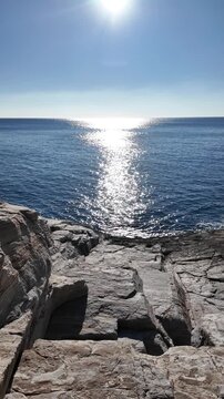 Coastline of Thassos island near Giola Natural Pool, East Macedonia and Thrace, Greece 