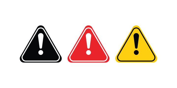Set of warning signs with exclamation marks