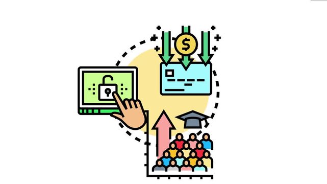 Creative digital symbolizing new member enrollment and priority registration processes. Featuring financial transactions. Secure online access