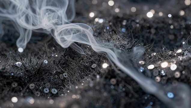 Ethereal Smoke Flowing Over Sparkling Fabric