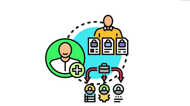 Company providing onboarding process for a new employee, showing human resources management, recruitment, and adaptation into a corporate team