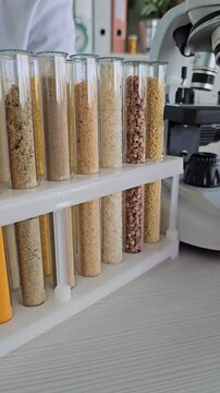 Testing different materials in a lab with a microscope