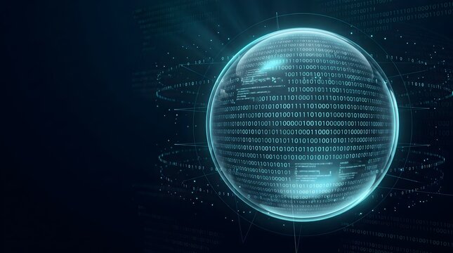 Digital data globe with binary code network