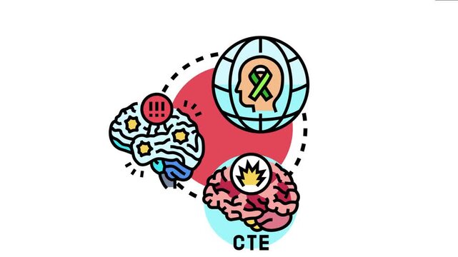 Neurodevelopmental disabilities concept representing a head with a green ribbon, a brain with warning signs, and a brain affected by cte, brain health and neurological challenges