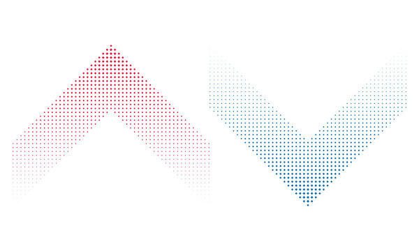 Red Blue Linear Halftone Square Chevrons