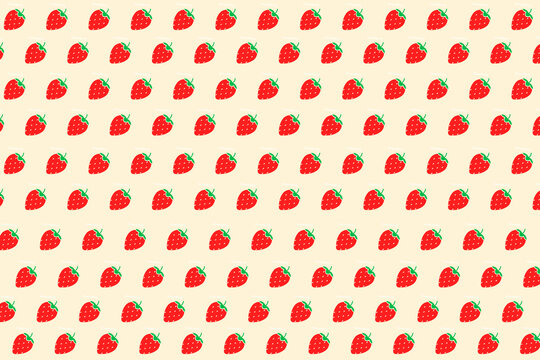 Seamless strawberry pattern on cream background