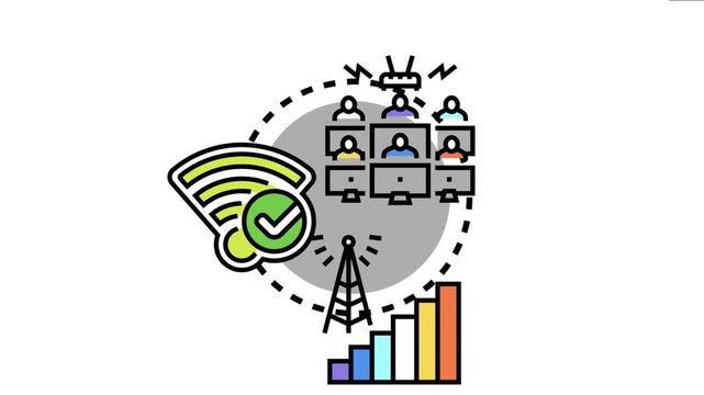 Monitoring global network signal status for optimal connection strength and stable communication between multiple users, representing digital data transmission and internet access