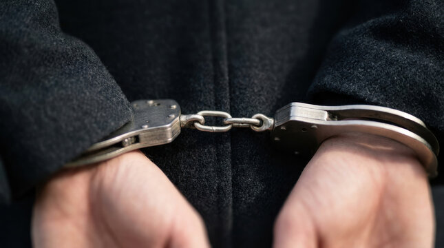 Handcuff wrist restraint arrest detention prisoner handcuff restraint around wrist during arrest and detention, conveying