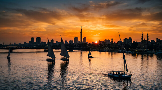 Nile River Sunset, Cairo Egypt