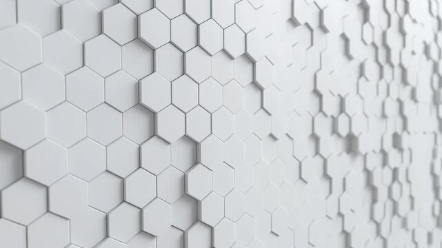 White hexagonal pattern with subtle undulation during a slow camera push and soft lighting