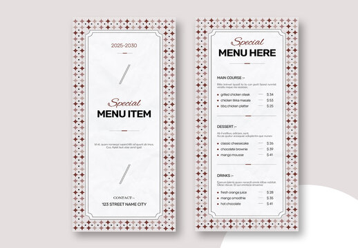 Food Menu Template Layout