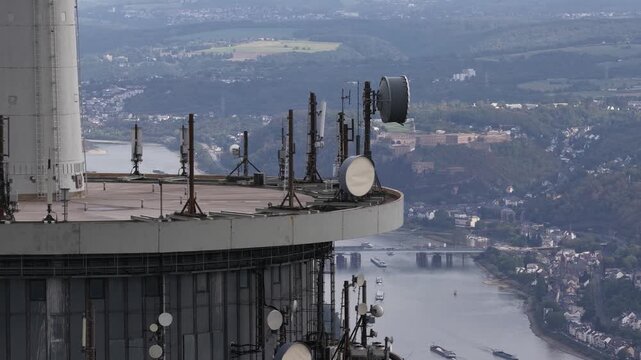 Aerial View of Fernmeldeturm Koblenz Telecommunications Tower in Germany