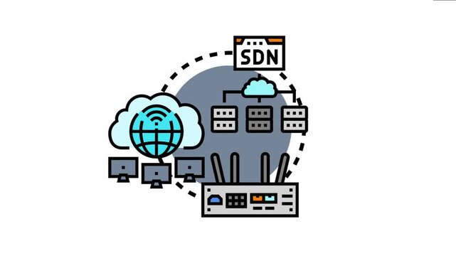 Network data layer concept a software defined network - sdn - managing multiple servers, cloud resources, global connections, and computing devices
