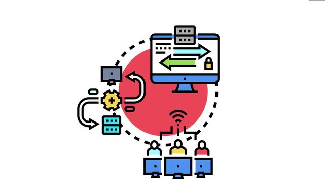 Digital network data exchange processing information between multiple users, computers, and server infrastructure, ensuring secure and efficient communication across the system