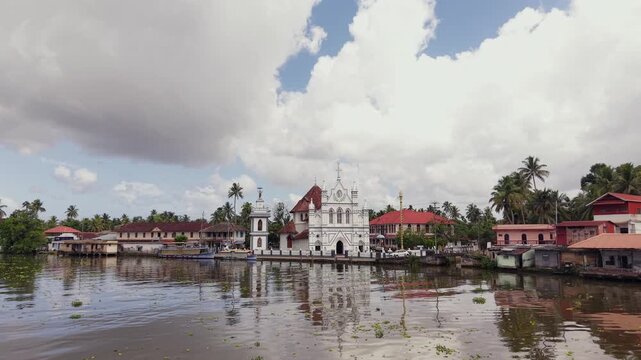 Aerial View of St. Mary�s Forane Church Pulinkunnu Alappuzha Kerala