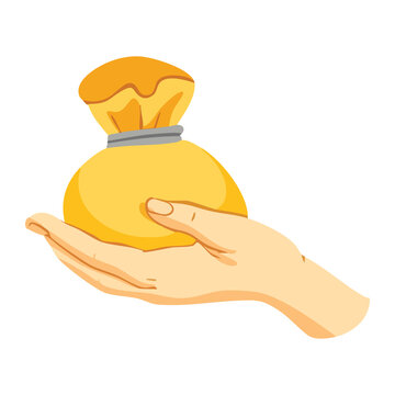 Hand Holding Money Bag Icon