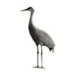 Obraz premium Stork sticker. Long-legged crane. Paper cutout of a heron. Halftone style vector illustration for magazine designs, educational materials, greeting cards, posters, and banners.