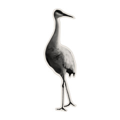Obraz premium Stork, crane, or heron. A long-legged bird. Paper cutout of the bird. Vector illustration with stipple texture.