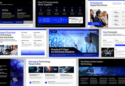 Education Presentation Template, Modern Blue Minimalist Academic Slide Deck for University Lectures, Courses & Training
