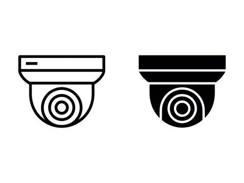 Dome cctv camera icon thin symbol kit. EPS10

