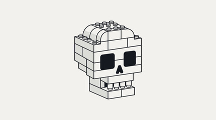 Obraz premium Lego Skull Icon 3d Isometric Vector Illustration