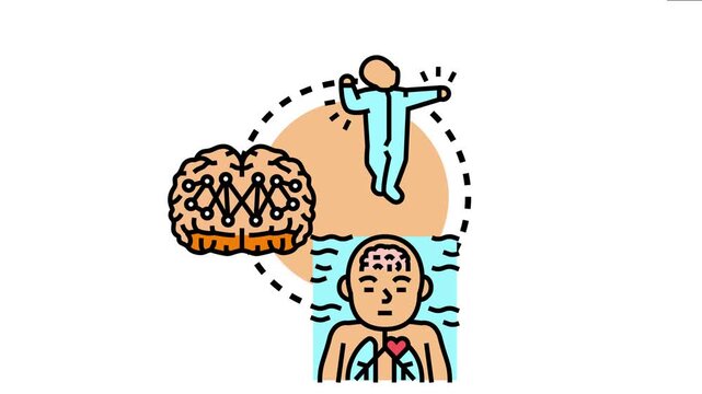 Nerve impulse relay system icon brain activity, neural communication, and internal organ functions within the human body for biology and neuroscience concepts
